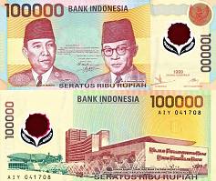 *100 000 Rupií Indonézia 1999 P140 UNC polymer - Kliknutím na obrázok zatvorte -